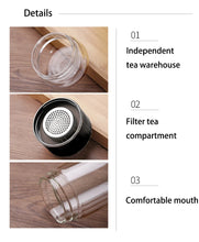 Charger l&#39;image dans la galerie, 390ML Tee Wasser Flasche Hohe Borosilikatglas Doppel Schicht Tee Wasser Tasse Infuser Tumbler Drink Wasser Flasche Mit Tee filter
