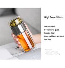 Charger l&#39;image dans la galerie, 390ML Tee Wasser Flasche Hohe Borosilikatglas Doppel Schicht Tee Wasser Tasse Infuser Tumbler Drink Wasser Flasche Mit Tee filter
