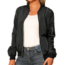 Lade das Bild in den Galerie-Viewer, Frühling Herbst Frauen Jacken Tops Mode Basic Bomber jacke Streetwear Langarm Mantel weibliche einfarbige Freizeit oberbekleidung
