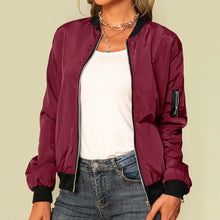 Lade das Bild in den Galerie-Viewer, Frühling Herbst Frauen Jacken Tops Mode Basic Bomber jacke Streetwear Langarm Mantel weibliche einfarbige Freizeit oberbekleidung
