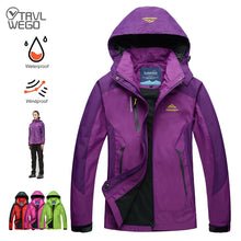 Lade das Bild in den Galerie-Viewer, TRVLWEGO Camping Wanderjacke Damen Herbst Outdoor Sport Mäntel Klettern Trekking Windjacke Reisen Wasserdicht Lila Rosig
