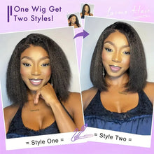 Lade das Bild in den Galerie-Viewer, Yaki Straigt Bob Wig Glueless Lace Front Human Hair Wig For Women Kinky Straight Short Bob Ready To Wear HD Transparent Lace Wig
