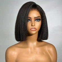 Lade das Bild in den Galerie-Viewer, Yaki Straigt Bob Wig Glueless Lace Front Human Hair Wig For Women Kinky Straight Short Bob Ready To Wear HD Transparent Lace Wig
