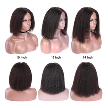 Lade das Bild in den Galerie-Viewer, Yaki Straigt Bob Wig Glueless Lace Front Human Hair Wig For Women Kinky Straight Short Bob Ready To Wear HD Transparent Lace Wig
