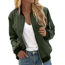 Lade das Bild in den Galerie-Viewer, Frühling Herbst Frauen Jacken Tops Mode Basic Bomber jacke Streetwear Langarm Mantel weibliche einfarbige Freizeit oberbekleidung
