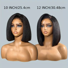 Lade das Bild in den Galerie-Viewer, Yaki Straigt Bob Wig Glueless Lace Front Human Hair Wig For Women Kinky Straight Short Bob Ready To Wear HD Transparent Lace Wig
