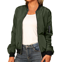 Lade das Bild in den Galerie-Viewer, Frühling Herbst Frauen Jacken Tops Mode Basic Bomber jacke Streetwear Langarm Mantel weibliche einfarbige Freizeit oberbekleidung
