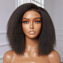 Lade das Bild in den Galerie-Viewer, Yaki Straigt Bob Wig Glueless Lace Front Human Hair Wig For Women Kinky Straight Short Bob Ready To Wear HD Transparent Lace Wig
