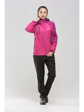 Lade das Bild in den Galerie-Viewer, TRVLWEGO Camping Wanderjacke Damen Herbst Outdoor Sport Mäntel Klettern Trekking Windjacke Reisen Wasserdicht Lila Rosig
